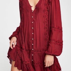 Free people lace button down top with slip